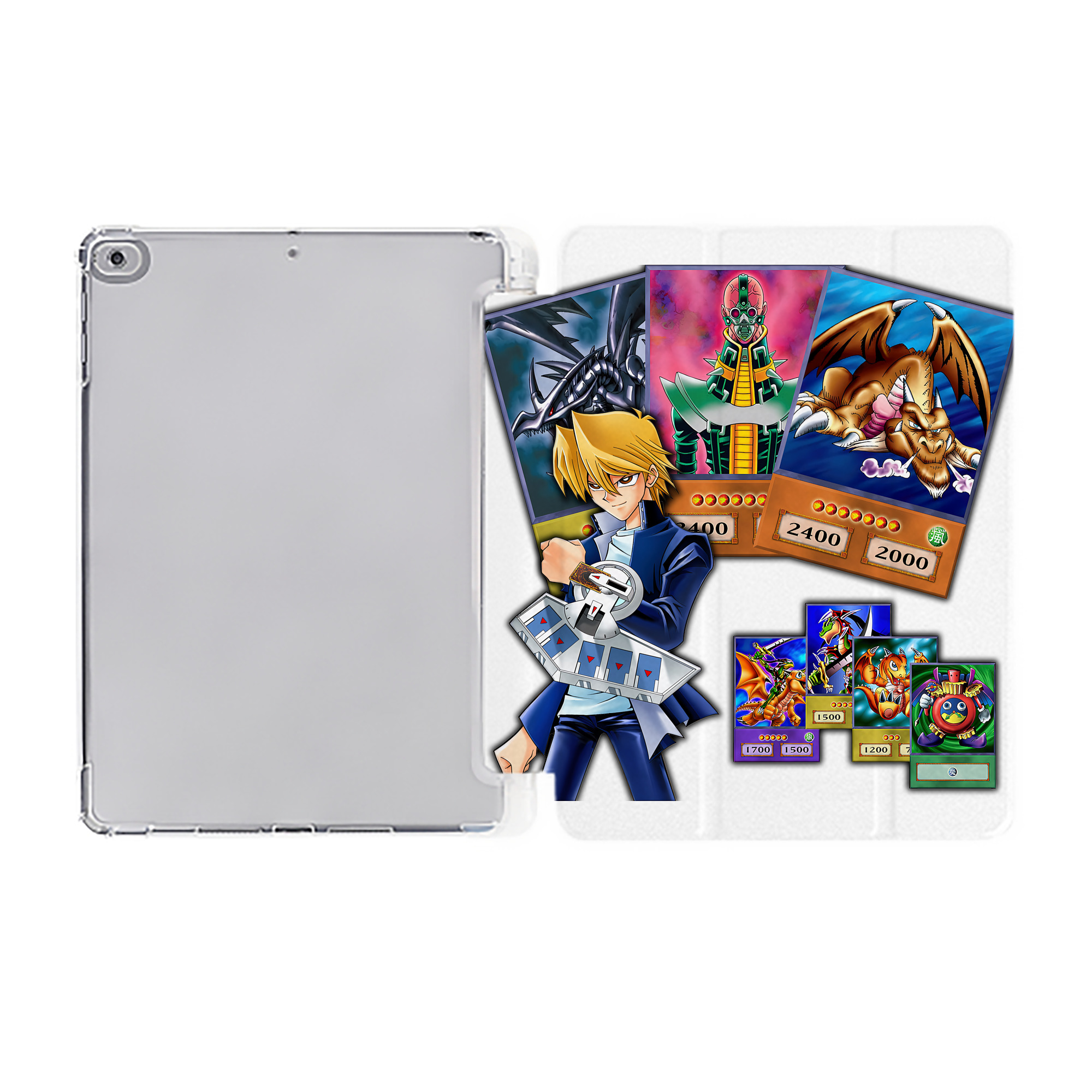 （画像用） 遊☆戯☆王 Yu-Gi-Oh! IPad ケース ペン収納付き 三つ折りスタンド PUレザー×シリコン 対応機種9.5/10.5/10.9インチ